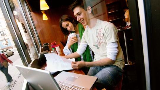 two students in classroom